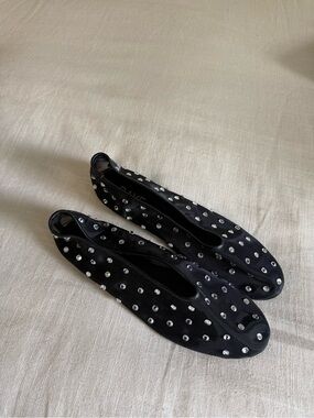 RAYE Black Studded Ballet Flats